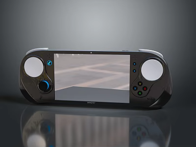 Handheld Entertainment Electronics With Game Controller Screen Displaying Road Game Visuals 3d model