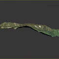 Detailed 3D Mountainous Terrain Model with Green Vegetation and Snowy Peaks