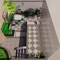 Cozy Garden Decor Featuring Outdoor Seating Green Plants Flowers And Paved Patio