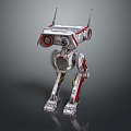 Mechanical Robot Character With Red And Silver Design Antennas Large Eyes And Metallic Legs