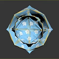 Blue Lotus Shaped Decorative Household Item with White Floral Patterns and Gold Trim