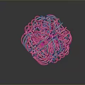 Copper Wire Spherical Sculpture With Intertwined Metal Design And Reflection On Dark Background