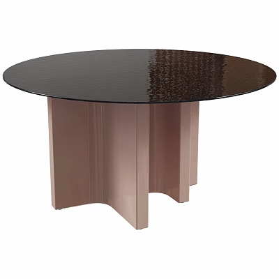 Modern Round Table With Black Tabletop And Pink Legs In Minimalist Style 3d model