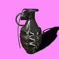 Black Metallic Grenade Isolated On Pink Background With Detailed Surface Texture