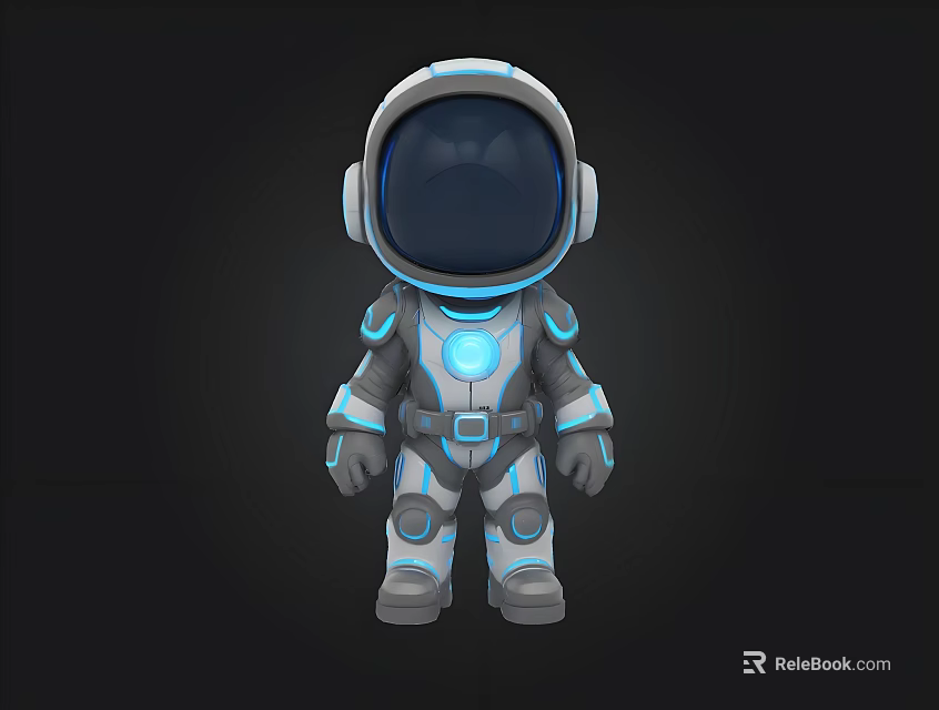 Cartoon Astronaut 3D Model With Glowing Blue Accents And Modern Spacesuit Design 3d model 