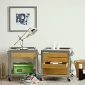 Modern Entryway Cabinet And Side Cabinet With Wooden Drawers Metal Frame Storage Boxes And Shoes