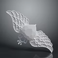 White Wing Shaped Fashion Brooch With Textured Design And Central Geometric Stone