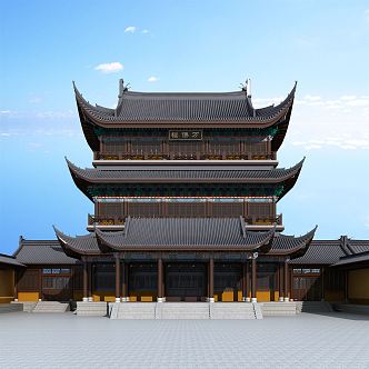 Chinese ancient building sutra depository 3d model