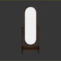 Classic Wooden Standing Mirror With Decorative Frame And Stable Stand