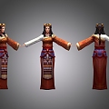 Three-Shading Two-Shading Ethnic Minority Female Tibetan Female Girl Beauty National Style Martial Arts Fairy Style Legendary Style Hand-painted Characters 3d model