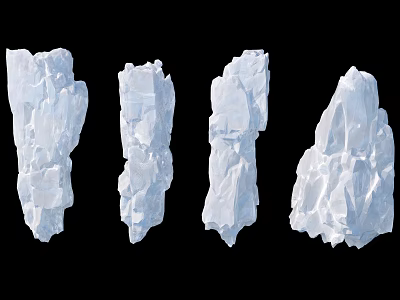 Four Distinct White Rock Formations in Natural Scenic Landscape Against Black Background 3d model
