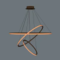 Modern Intersecting Ring Chandelier With Illuminated Circles And Metallic Frame In Interior 3d model