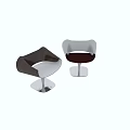 Modern Two-Tone Accent Chairs With Curved Backrest Wooden Texture And Metal Base