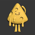 Cute Yellow Cheese Shaped Doll With Smiling Face Melted Drips And Legs