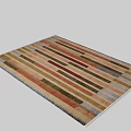 Modern Square Rug Featuring Multicolored Vertical Stripes And Geometric Patterns Design