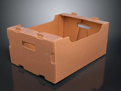 Brown Cardboard Storage Box With Handle Holes And Sturdy Structure For Home Organizing 3d model