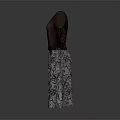 Elegant Brown Top Dress With Three Quarter Sleeves Decorative Neckline And Lace Patterned Skirt