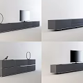 Modern TV Stand With Drawers Cabinets And Decorative Ring For Living Room