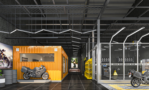 Industrial LOFT Auto Repair Shop Motorcycle Repair Shop Motorcycle Beauty Repair Car Wash Shop Repair Shop Motorcycle Repair Tools 3d model