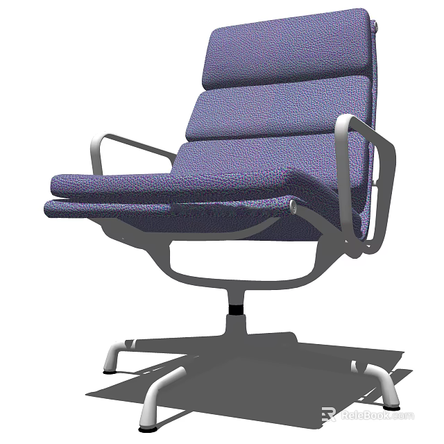 Modern Purple Upholstered Office Chair With Metal Armrests And Swivel Base 3d model 