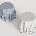 Two Round Stool Covers With Different Colors Blue White Checkered And Light Gray Ruffled Edges 3d model