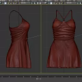 Stylish Red Spaghetti Strap Dress Front and Back View with Flowy Skirt