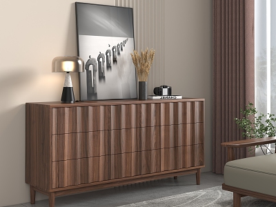 Modern Living Room Solid Wood Six-drawer Cabinet Decorative Cabinet 3d model