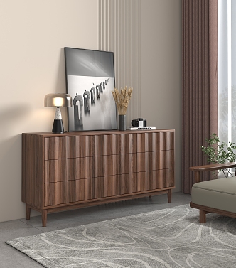 Modern Living Room Solid Wood Six-drawer Cabinet Decorative Cabinet 3d model