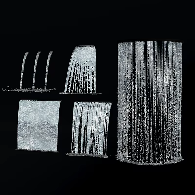 Various Water Fountain Designs with Different Flowing Water Shapes and Structures 3d model