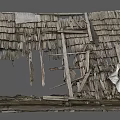 Dilapidated Wooden Roof With Broken Shingles Loose Structure And Metal Sheets