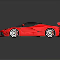 Red Sports Car With Rear Wing Black Roof Red Interior And Streamlined Design