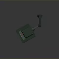 Green Mechanical Arm Machine Featuring Blue Screen Keyboard And Stable Base Design