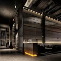 Modern Industrial Restaurant Interior With Wooden Partitions Warm Lighting And Comfortable Seating