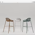Modern Multi Colored Bar Stools With Unique Backrest Design And Sleek Metal Frame 3d model