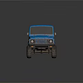 Blue Vintage Off-Road Car With Soft Top And Rugged Tires Appearance
