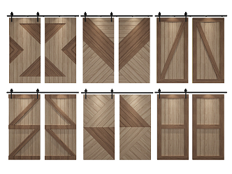 Nordic Barn Door Barn Door Combination 3d model