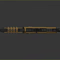 Futuristic Gold And Black Weapon With Mechanical Components And Tactical Scope