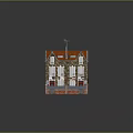 Semi Detached Villa With Red Roof Brick Exterior Two Doors And Front Garden