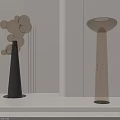 Elegant Modern Artemide Floor Lamps With Transparent Circular Elements And Black Base 3d model