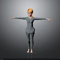 Child Character With Orange Hair And Glasses In Gray Suit Arms Outstretched