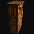 Traditional Oak Console Cabinet With Intricate Carved Design And Storage Doors