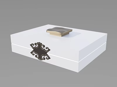 Ornament Decoration Set With White Box Black Decorative Pattern And Golden Small Block 3d model
