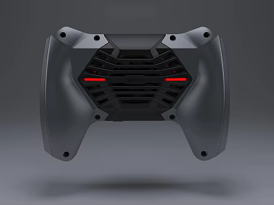 Modern Black Entertainment Electronics Game Controller With Red LED Lights And Ergonomic Design 3d model