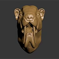 Golden Panther Head Sculpture With Detailed Facial Features And Shiny Surface
