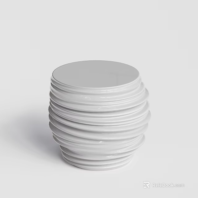 Modern Minimalist White Round Coffee Table With Stacked Layers Design For Living Room 3d model 