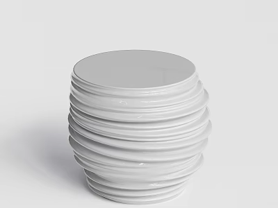 Modern Minimalist White Round Coffee Table With Stacked Layers Design For Living Room 3d model