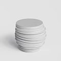 Modern Minimalist White Round Coffee Table With Stacked Layers Design For Living Room