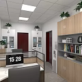 Modern Retail Store Office Area With Desk Computer Bookshelf Plants And Decorative Items