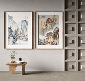 New Chinese Landscape Painting Decorative Painting 3d model