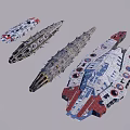 Detailed Sci Fi Spacecraft Models With Varied Designs And Color Schemes 3d model